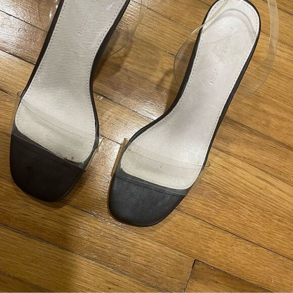 FRENCH CONNECTION Black Clear Lucite Slingback Tia Heeled Sandal - Picture 6 of 11